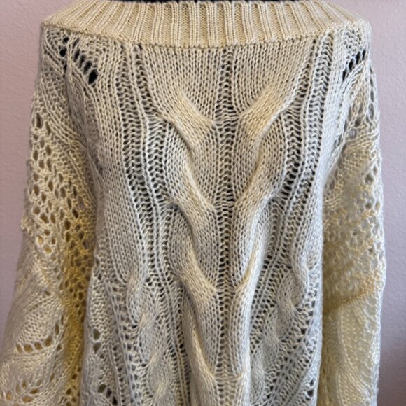 3BN Golden Hour Bubble Sleeve Sweater Dress Medium Ivory - Picture 3 of 6